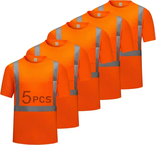 Vista 13 de Hi Vis - Camisetas de seguridad para hombre, reflectantes, de alta visibilidad, manga corta y larga, con bolsillo, paquete de 3 y 5