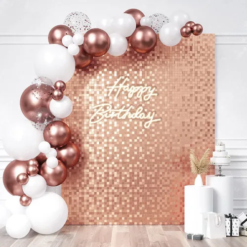 Vista 8 de HOUSE OF PARTY Fondo de pared brillante, 24 paneles cuadrados de lentejuelas para pared, decoración de pared para decoración de cumpleaños, boda