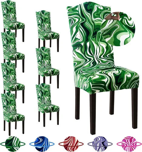 Vista 44 de Sufdari Juego de 4 fundas para sillas de comedor, color beige, antideslizantes, de elastano, elásticas, para comedor, hotel (Grande)