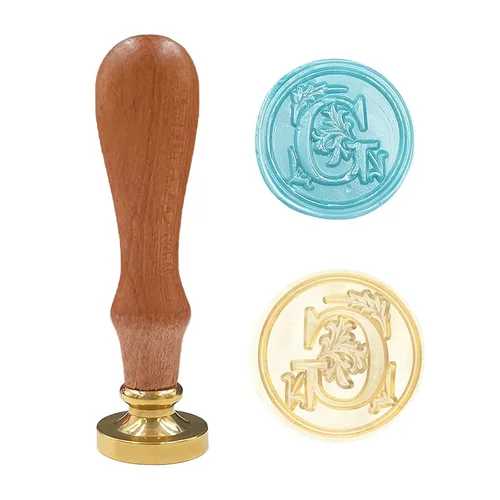 Vista 21 de Sello clásico de cera para sellar varios alfabetos, cabeza de latón, mango de madera, sellos para tarjetas, sobres, regalo (sello, letra A)