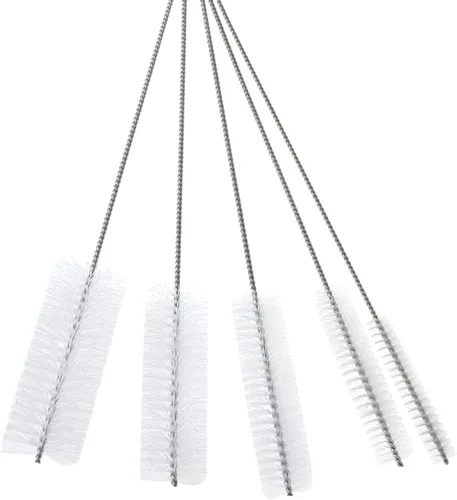 Vista 13 de Juego de cepillos de limpieza de tubos de 10 pulgadas, paquete de 5 cepillos pequeños de nailon extra largos con asas flexibles para botellas Negro