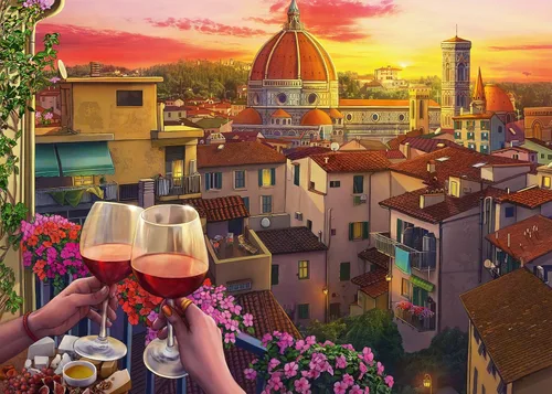 Vista 2 de Ravensburger Cozy Wine Terrace - Rompecabezas de 500 piezas de gran formato Tecnología única Softclick Acabado mate premium Ideal para todas