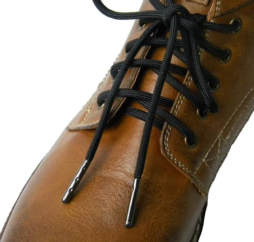 Vista 4 de Cordones de paracaídas negro carbón 550 con puntas de acero negro para botas (paquete de 1 par)