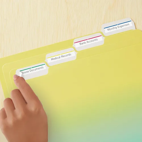 Vista 8 de Avery Etiquetas para carpetas de archivos con alimentación segura, 23 pulgadas x 3-716 pulgadas, 750 etiquetas imprimibles, extraíbles, surtidas