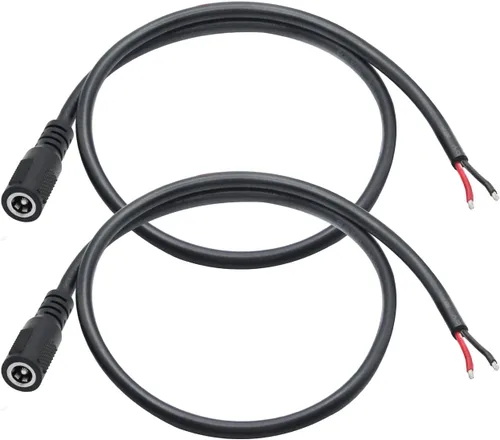 Vista 8 de Cable de alimentación de 12 V CC, 1.6 ft/1.65 pies de CC de 0.217 in x 0.083 in, enchufe macho a cable desnudo, cable de alimentación de extremo