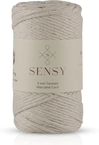 Vista 30 de Sensy - Cuerda de macramé prémium de 0.118 in, 109 yardas, 100% algodón, una hebra torcida, cuerda de macramé, hilo de algodón para macramé, hilo