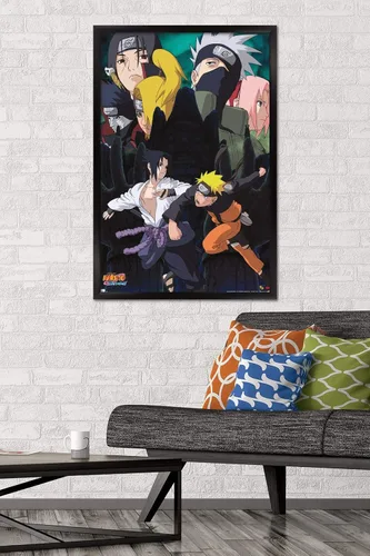 Vista 2 de Trends International Naruto - Póster de pared de acción, 22.375 x 34 pulgadas, versión enmarcada en negro Versión con marco negro