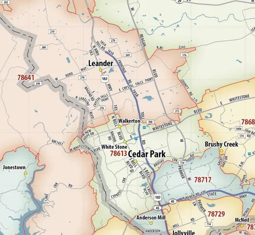 Vista 5 de Generic Austin TX Código Postal Mapa Laminado (40' x 36')