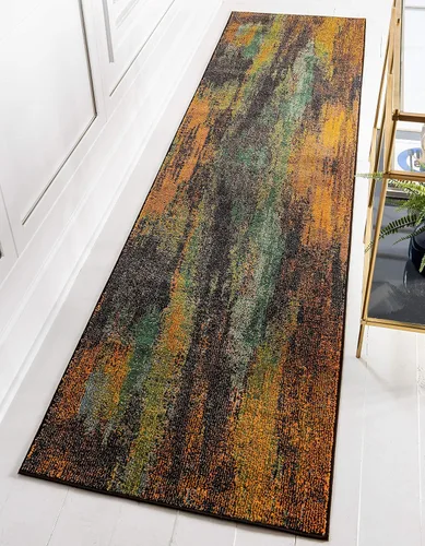 Vista 4 de Unique Loom Jardin Collection - Alfombra para múltiples áreas, abstracta, vibrante., Polipropileno, Multicolor / naranja