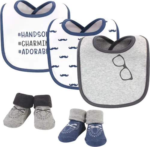 Vista 8 de Hudson Baby Conjunto de babero y calcetines unisex de algodón para bebé