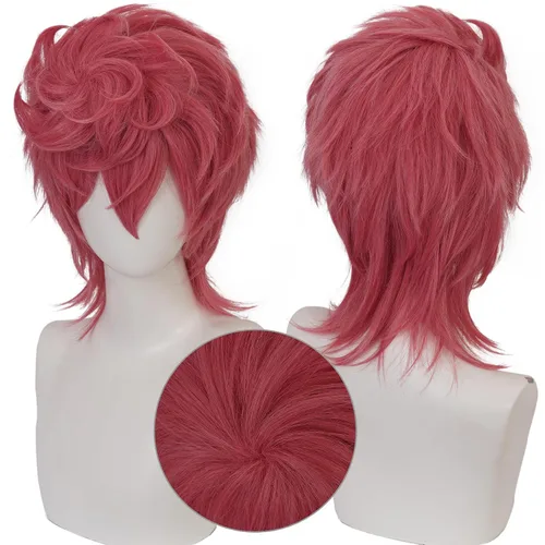 Vista 19 de Peluca de cosplay de pelo corto rizado negro para adultos, pelucas de Halloween para mujeres y hombres