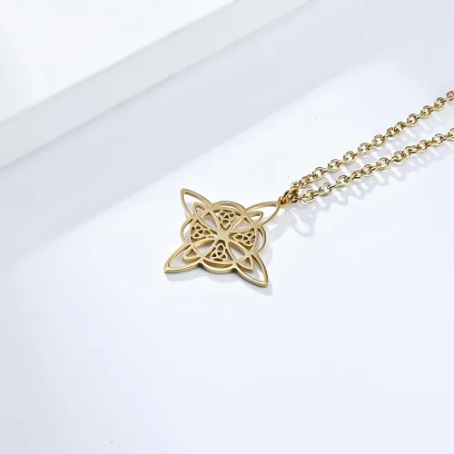 Vista 3 de Collar de bruja de acero inoxidable con nudo celta de bruja, collar de nudo celta para mujeres y niñas, collar de nudo celta, collar Wiccan