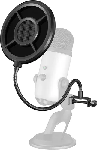 Vista 9 de Aokeo - Filtro pop profesional para micrófono, máscara protectora para Blue Yeti y cualquier otro micrófono, pantalla pop de viento de doble capa
