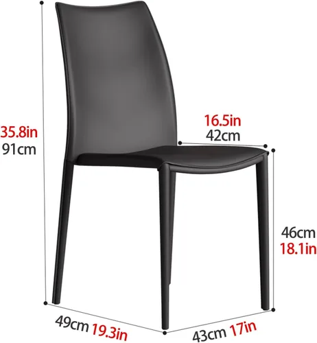 Vista 2 de Sillas de comedor de cocina, sillas de comedor apilables, silla de comedor tapizada de piel sintética, silla de hospitalidad con respaldo alto