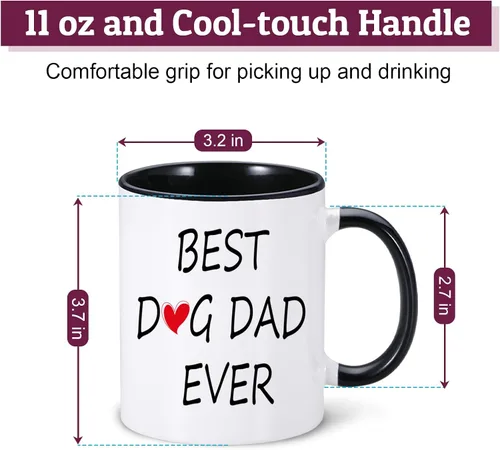 Vista 4 de Taza personalizada para mascotas, tazas de café personalizadas para perros con foto de nombre, tazas de perro de 11 onzas para hombres, tazas