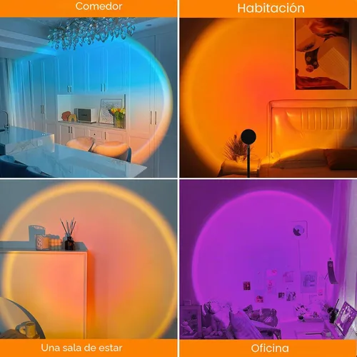 Vista 6 de Proyector de lámpara LED de puesta de sol, iluminación de estado de ánimo con cambio de 21 colores mediante aplicación y control remoto, iluminación
