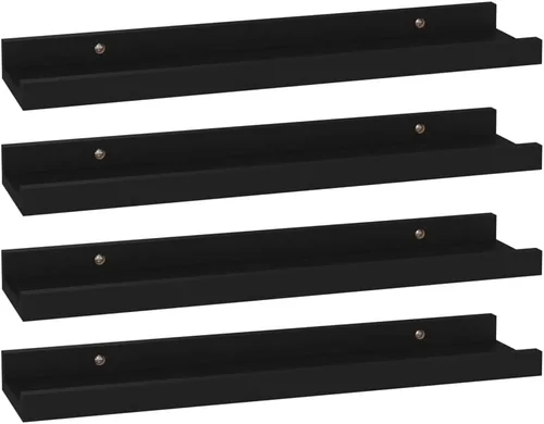 Vista 3 de Estantes de oficina, estantes de baño, estantes de almacenamiento, 4 piezas, color negro, 15.7 x 3.5 x 1.2 pulgadas, adecuados para decoración