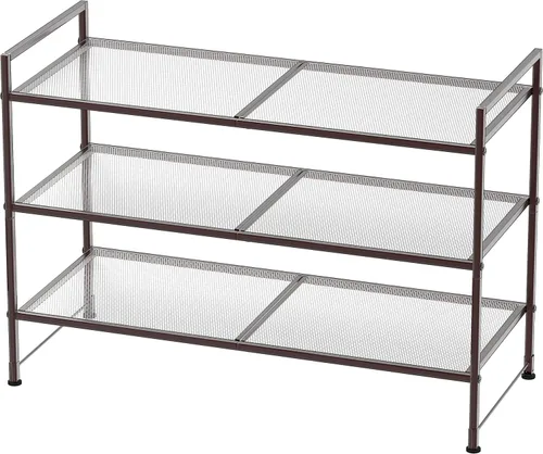 Vista 8 de Simple Houseware - Zapatero apilable de 3 niveles, superficie en rejilla, color negro