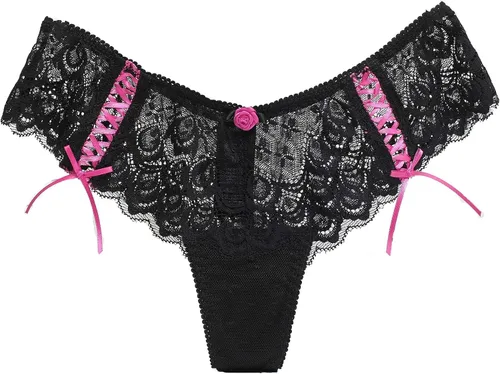 Vista 3 de CITUYER - Tanga sexy de encaje hueco para mujer con cinta linda