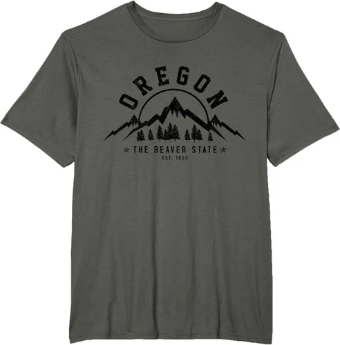 Vista 3 de Oregon The Beaver State Est. 1859 Vintage Mountains - Camiseta de regalo, gris, S