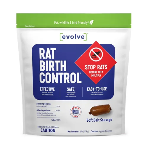 Vista 12 de Evolve Salchichas de cebo blando para control de nacimiento de ratas – 3 libras Control de población de ratas científicamente probado No es un