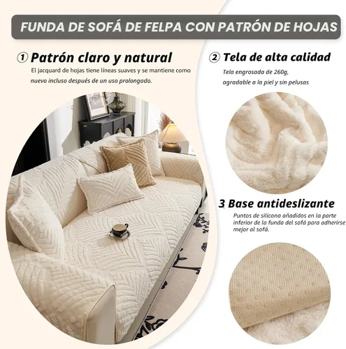 Vista 3 de Funda de sofá de felpa lavable, divertida funda de sofá
