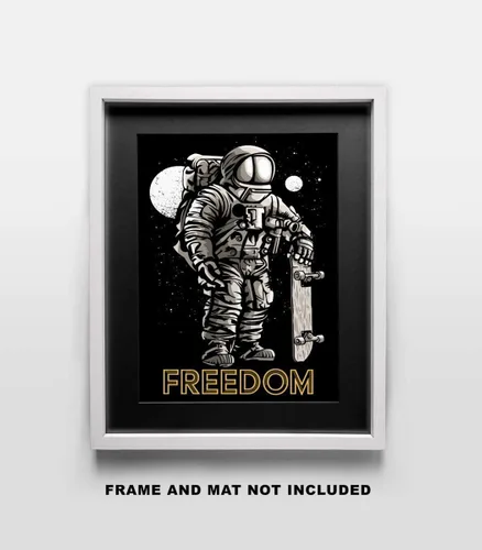 Vista 5 de Freedom Skateboarding Fine Art Print- 11x14 Unframed Wall Art Print- Gift for Skateboard Fans, Future Astronauts, Astronomers, Science Lovers