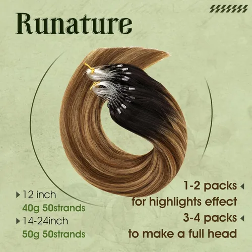 Vista 52 de RUNATURE Extensiones de cabello humano con punta en U, color marrón ceniza a rubio platino