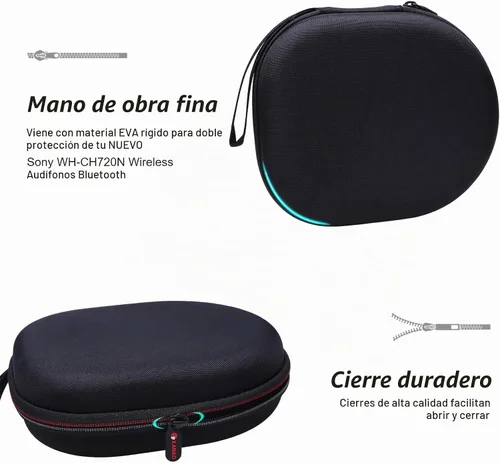 Vista 8 de XANAD Funda compatible con auriculares Sony WH-CH720N WH-CH520 con cancelación de ruido, color negro
