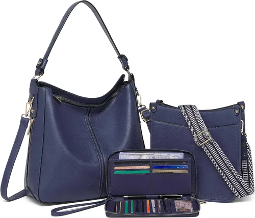 Vista 16 de Carteras para Mujeres 3PCS, Juego de Bolsos Cruzados Bolso Grande de Cuero Carteras de Hombro con Billetera Correas Ajustables para Damas Tote