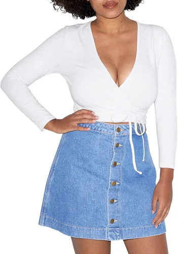 Vista 8 de American Apparel Camiseta de manga larga Julliard de algodón y elastano para mujer Negro