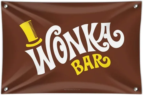 Vista 8 de GRAPHICS & MORE Willy Wonka and The Chocolate Factory Wonka Bar Logo Home Business Office Sign