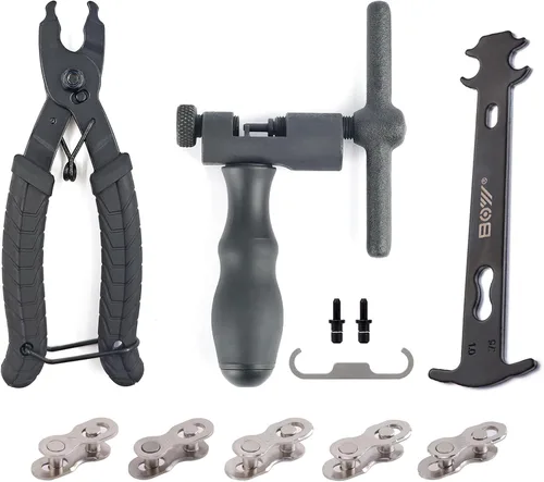 Vista 11 de Kit de herramientas de cadena universal para bicicleta con rompevicicletas, alicates de eslabones de cadena principal, buscador de cadena, eslabón