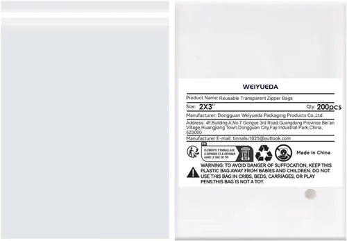 Vista 6 de Bolsas de celofán transparente de 2 x 3 pulgadas, 200 unidades, 0.109 in de grosor, bolsas de plástico pequeñas para joyas, golosinas, dulces