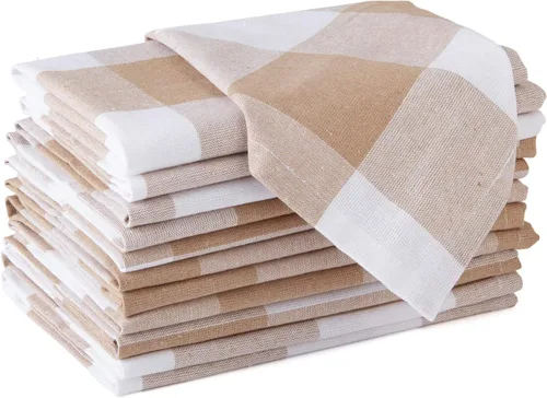 Vista 99 de Encasa XO Juego de 12 servilletas de tela de cóctel Servilletas de mesa de algodón puro Tamaño (9 x 9 pulgadas) Coral Solid Lavable a máquina