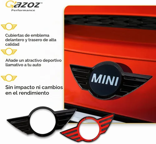 Vista 3 de Cubierta de emblema negra brillante delantera y trasera compatible con R60 Mk1