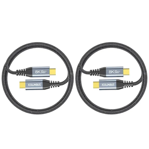 Vista 12 de ZeroneTeck Cable USB C de 40Gbps para Thunderbolt 4 de 0.5 pies, 6 pulgadas, transferencia de datos de 40Gbps, [8K@60Hz/Dual 4K@60Hz] Cable corto