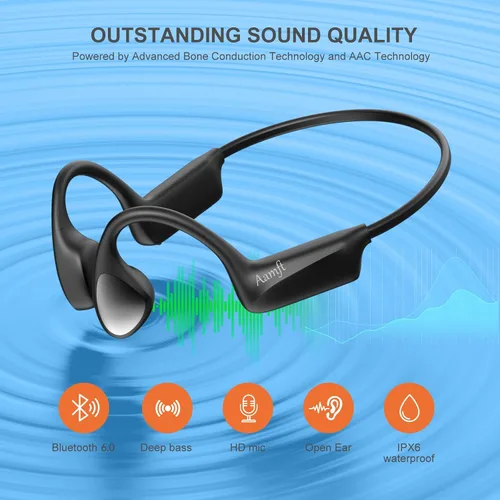 Vista 4 de Auriculares de Conducción Ósea - Auriculares Bluetooth 6.0 de Oído Abierto, Auriculares Inalámbricos con Micrófono y Ajuste Cómodo, 10 Horas