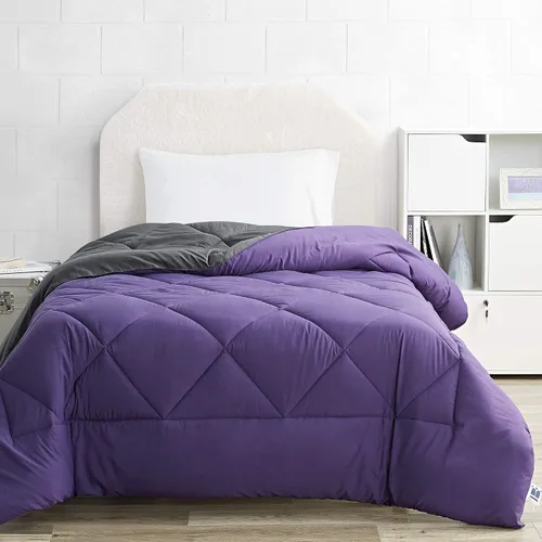 Vista 3 de DormCo Edredón tamaño individual de Purple Reign/Faded Black - Ropa de cama de gran tamaño individual XL