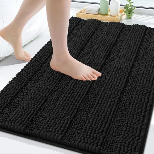 Vista 20 de Grandaily Alfombras de baño de felpilla a rayas de 24 x 16 pulgadas, extra gruesas y suaves, absorbentes, parte trasera de goma, alfombra de ducha