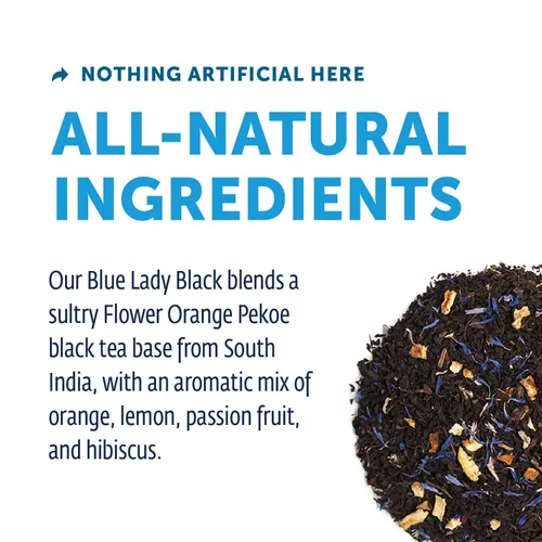 Vista 5 de Bolsas de Té Zest Energy – Té negro Blue Lady de Maracuyá – Té con alta cafeína para energía matutina, enfoque y claridad – Té natural con cafeína