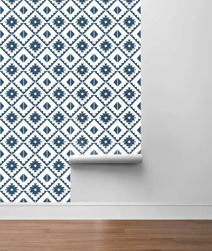 Vista 7 de NextWall Papel tapiz autoadhesivo de azulejos del suroeste de imitación Azul marino