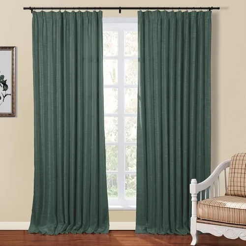 Vista 13 de TWOPAGES Cortina de Pliegues Pellizco Beige para Sala de Estar de 84 Pulgadas de Largo, Panel de Cortina de Ventana de Doble Capa Oscurecedora