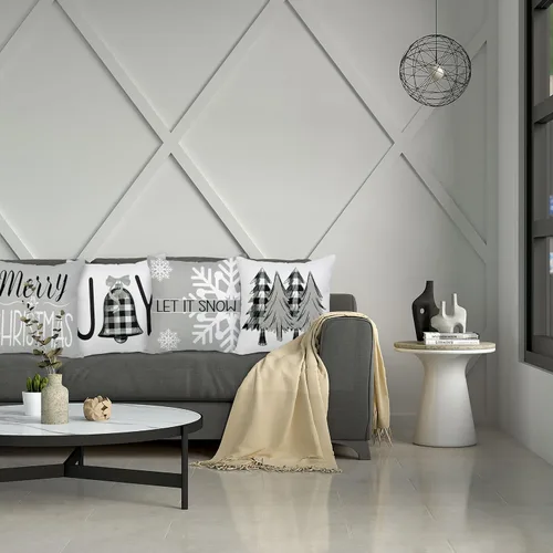 Vista 7 de Geefuun - Juego de 4 fundas de almohada navideñas grises para decoración del hogar, 18 x 18, para dormitorio, decoración