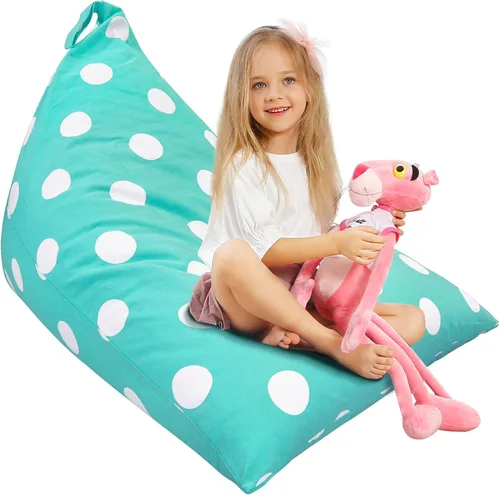 Vista 14 de Aubliss - Sillón puf para almacenamiento de animales de peluche, adecuado para niños, niñas y adultos, sólo incluye la funda de puf, con cremallera