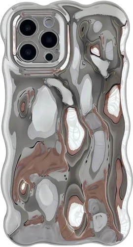 Vista 12 de Caseative Patrón de ondas onduladas de agua, color caramelo, suave, compatible con iPhone (azul, iPhone 12 Pro)