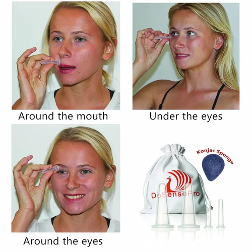 Vista 5 de Juego de ventosas faciales antienvejecimiento, masajeador facial. Levantamiento facial natural de DoSensePro. Mejora las arrugas de la piel