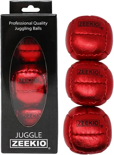 Vista 22 de Zeekio Galaxy Malabares - Pelotas de cuero genuino de 12 paneles de primera calidad, 4.59 oz, 2.638 in, paquete de 3 (negro)