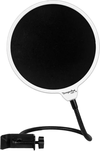 Vista 6 de Studio Micrófono Mic viento visualización Filtro pop filtro Pop dragonpad Soporte Giratorio 360 flexible cuello de cisne Holder, Negro/Blanco