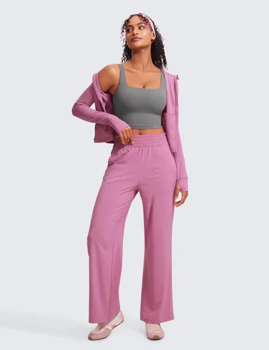 Vista 3 de CRZ YOGA Butterluxe Square Neck Crop Tank Top Brasier integrado, soporte ligero, almohadillas extraíbles, yoga, extremadamente suave, tirantes